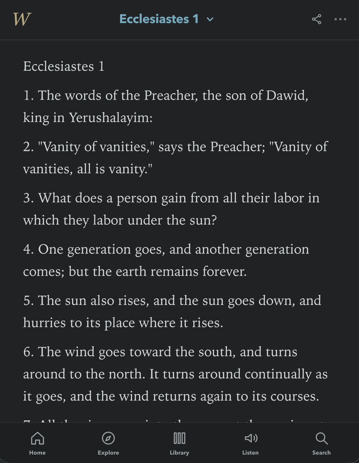 Bible with Original Names screenshot showing app content