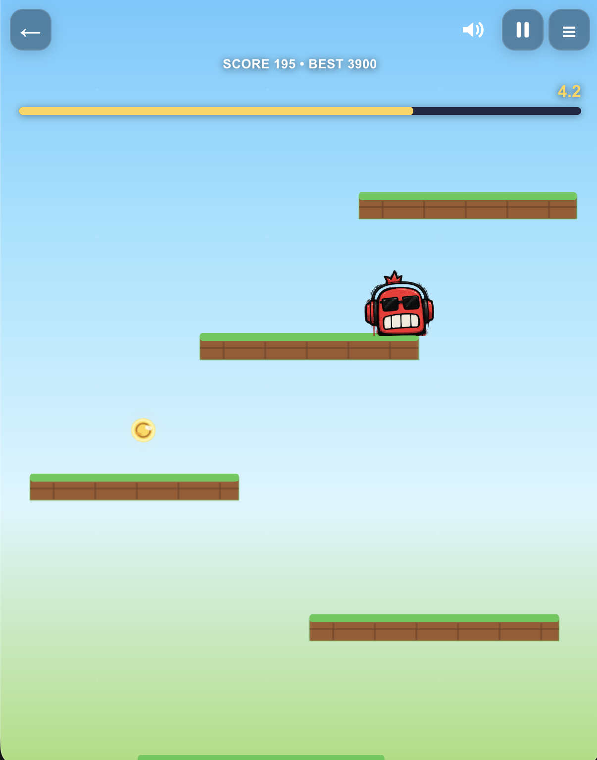 Slip and Jump mobile game screen
